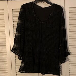 Reba Black Sheer Blouse
